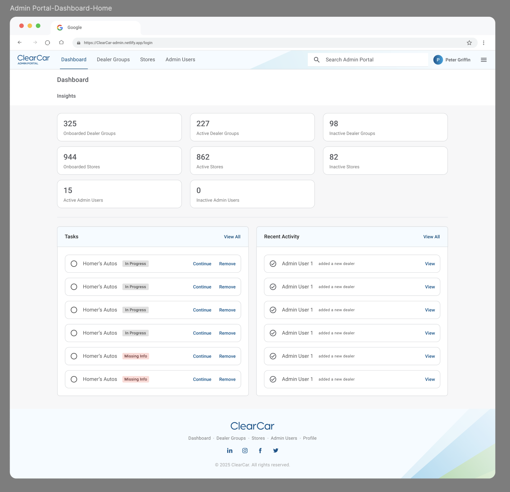 Admin Portal Dashboard