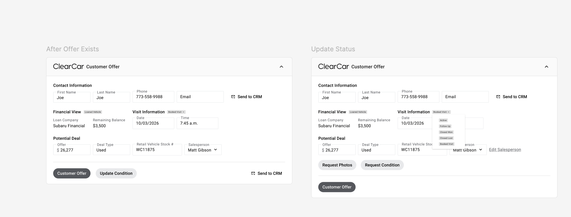 Combined Appraisal Wireframes